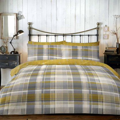 Connolly Check 100% Brushed Cotton Duvet Set Ochre