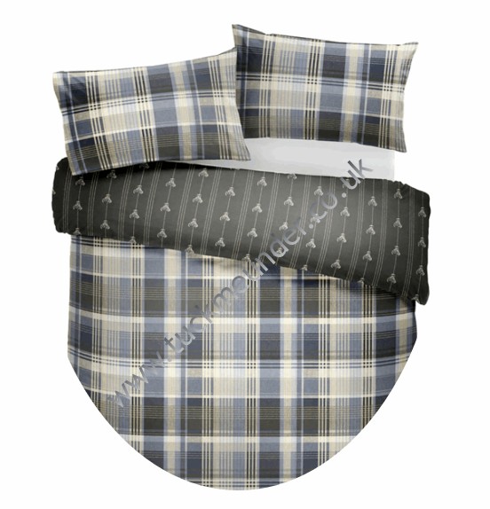 Connolly Check 100% Brushed Cotton Duvet Set Charcoal