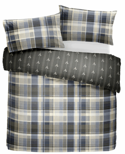 Connolly Check 100% Brushed Cotton Duvet Set Charcoal