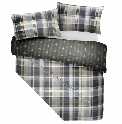 Connolly Check 100% Brushed Cotton Duvet Set Charcoal