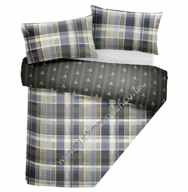 Connolly Check 100% Brushed Cotton Duvet Set Charcoal