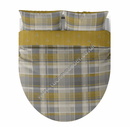 Connolly Check 100% Brushed Cotton Duvet Set Ochre