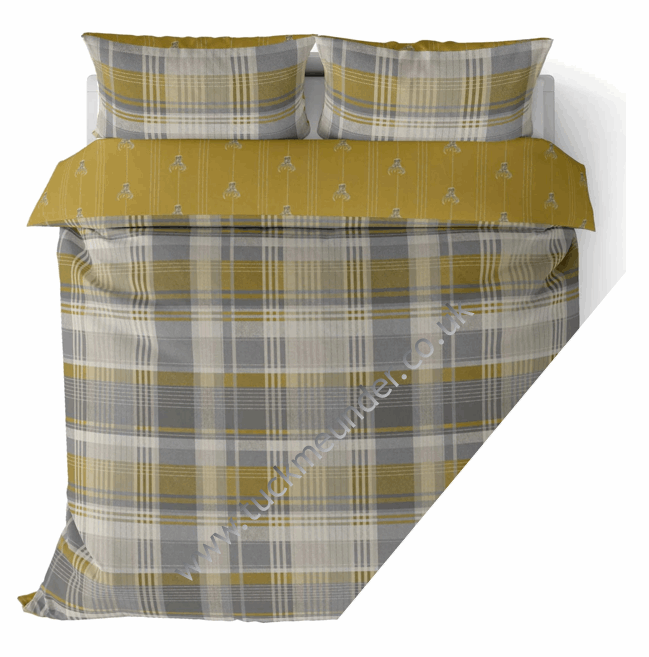 Connolly Check 100% Brushed Cotton Duvet Set Ochre