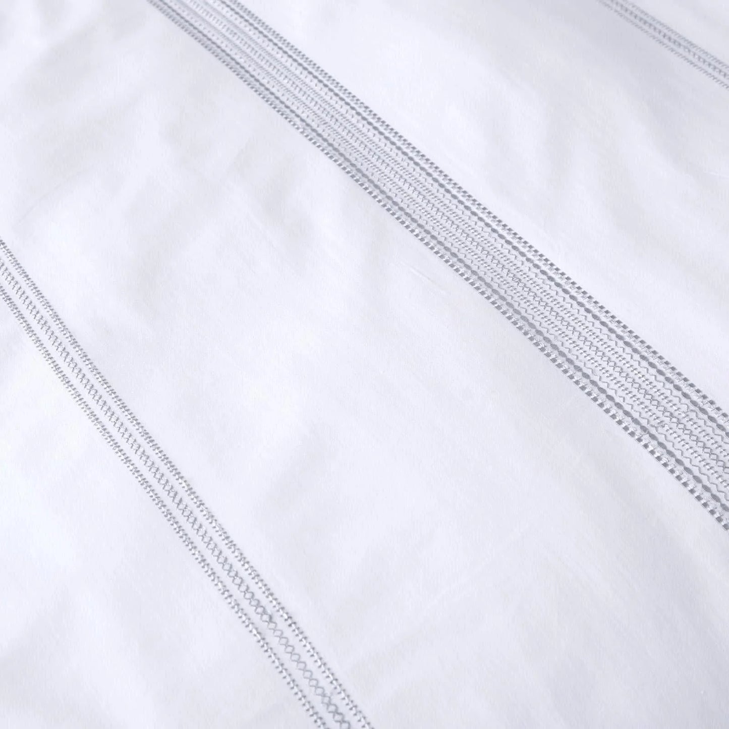 Embroidered Band 100% Cotton Duvet Set White