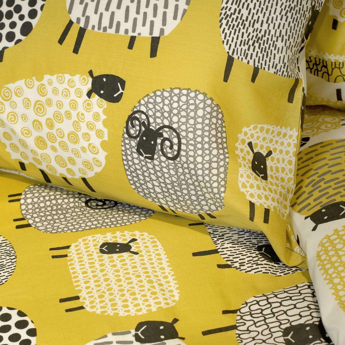 Dotty Sheep Double Duvet Set Ochre