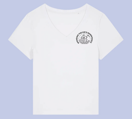 Customised White V Neck T-Shirt