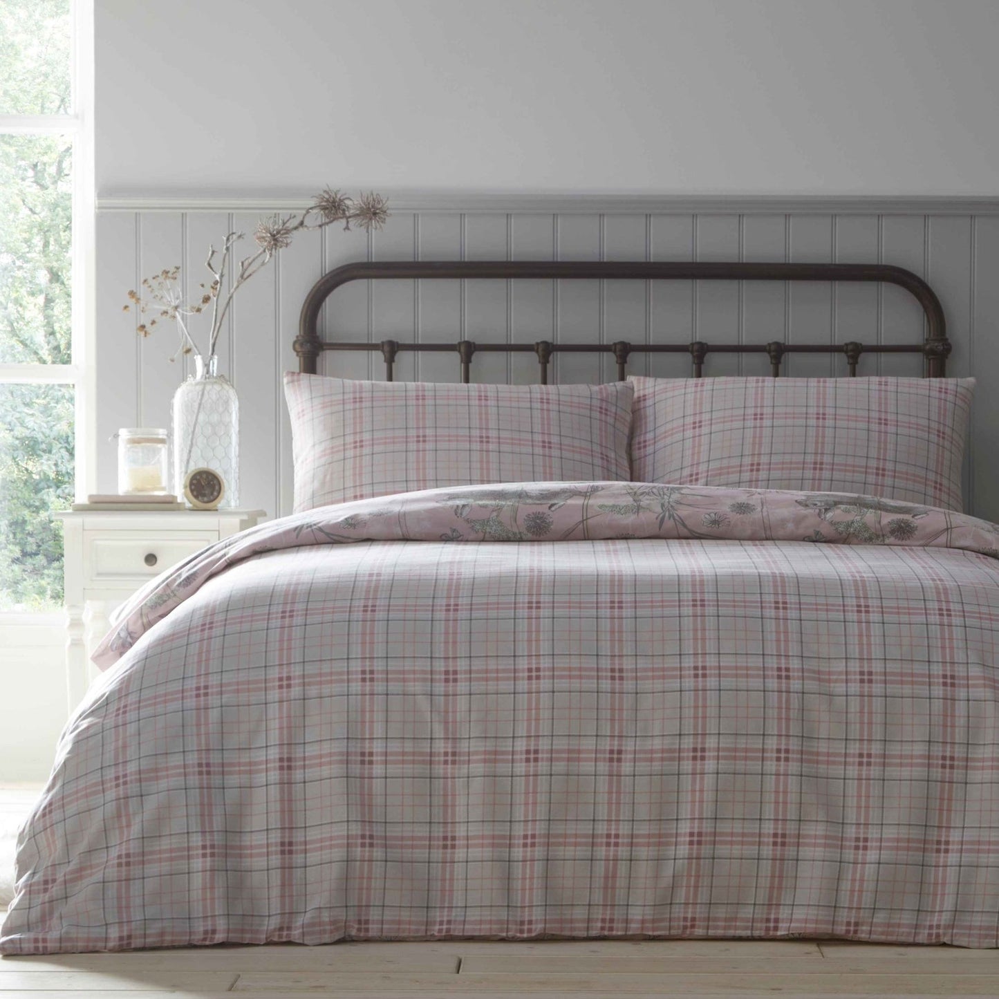 Rabbit Meadow Blush Double Duvet Set