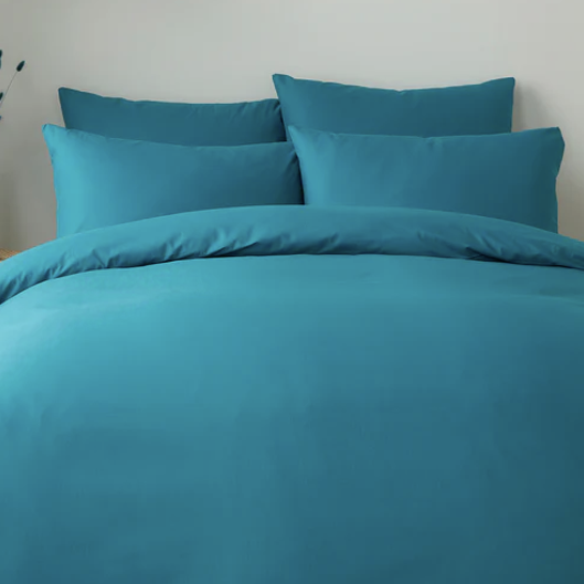 plain teal duvet set with pillowcases