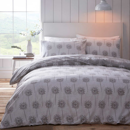 OTS Dandelion Reversible Print Grey Double Duvet Set