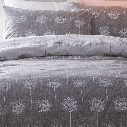 OTS Dandelion Reversible Print Grey Double Duvet Set