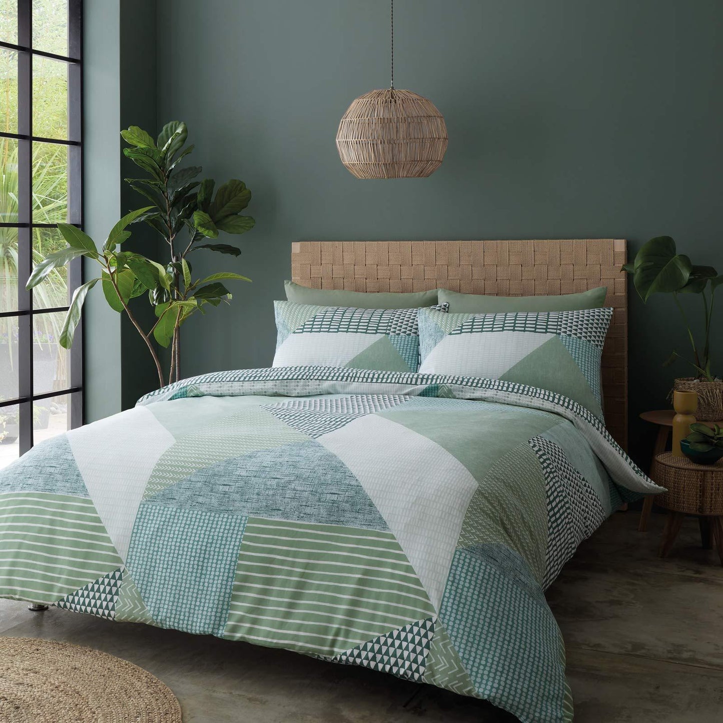 Larson Geo Green Double Duvet Set