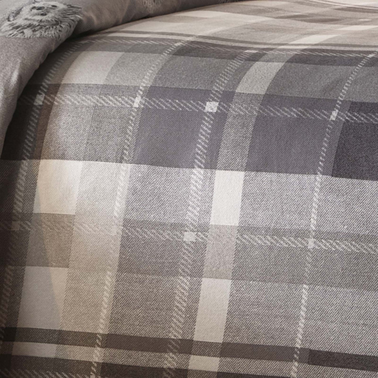 Colville Check Brushed Cotton Double Duvet set Grey