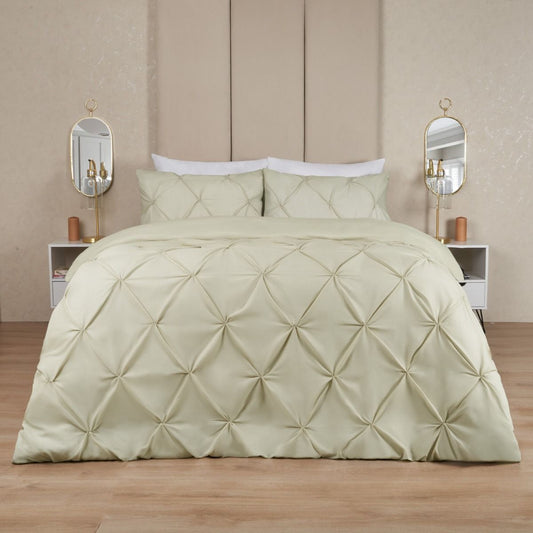 Diamond Pintuck Double Duvet Set - Sage