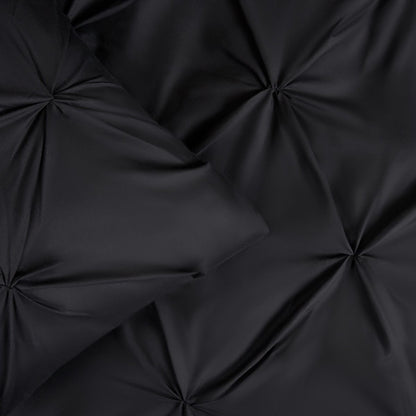 Diamond Pintuck Double Duvet Set - Black