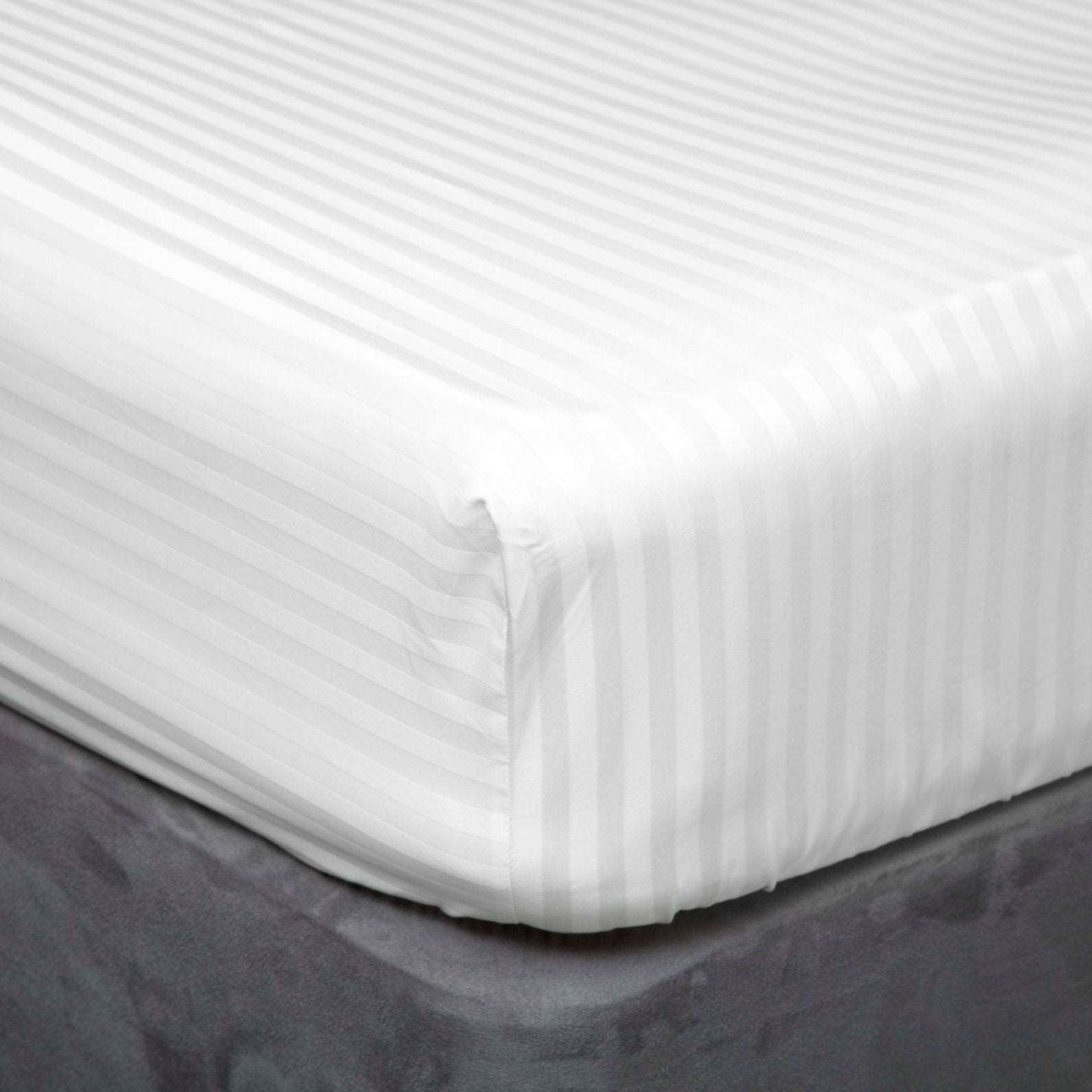 Hotel Suite 540 Count Satin Stripe Fitted Sheets For Single 2 double 4 pieces