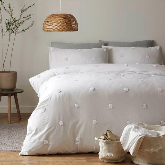 Garden Dot Duvet Set - Single -  White